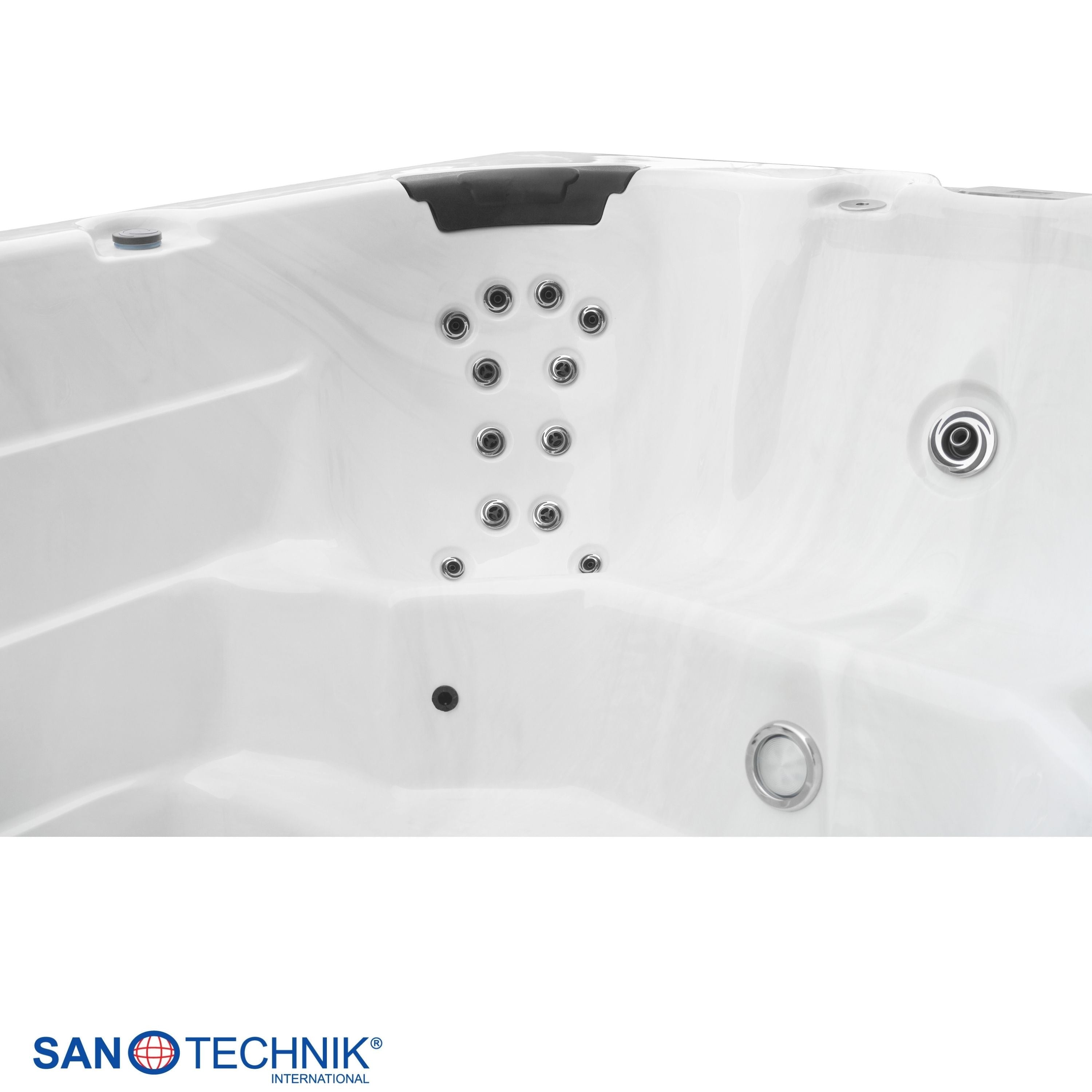 Sanotechnik - IBIZA SWIMM WHIRLPOOL white marble inkl. Abdeckung und Stiege 400x228x131 cm