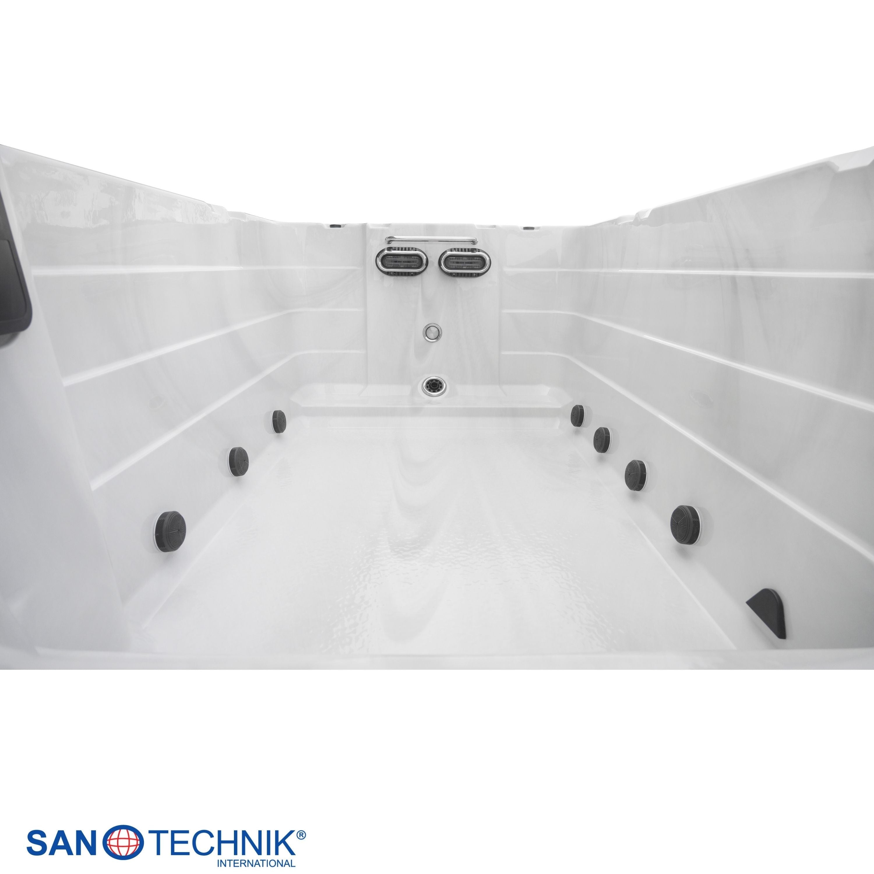 Sanotechnik - IBIZA SWIMM WHIRLPOOL white marble inkl. Abdeckung und Stiege 400x228x131 cm