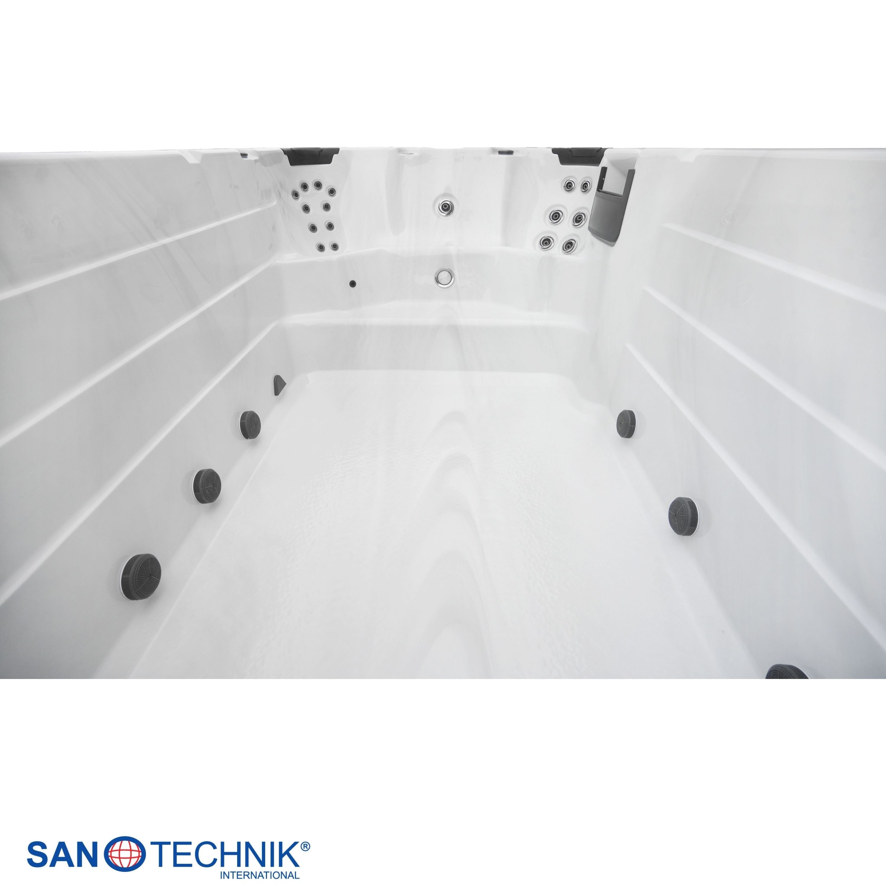 Sanotechnik - IBIZA SWIMM WHIRLPOOL white marble inkl. Abdeckung und Stiege 400x228x131 cm