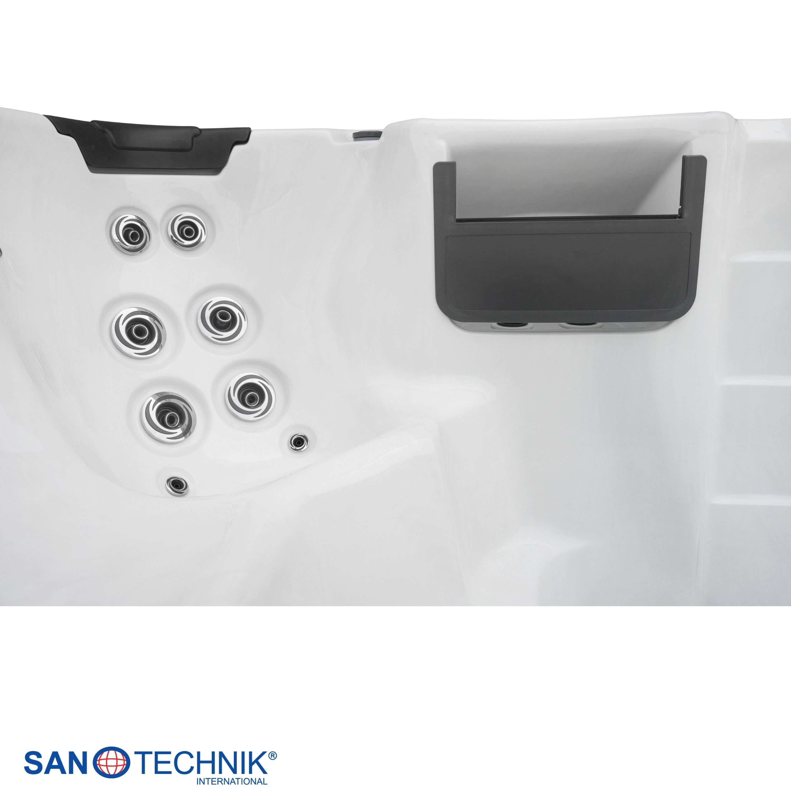 Sanotechnik - IBIZA SWIMM WHIRLPOOL white marble inkl. Abdeckung und Stiege 400x228x131 cm