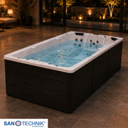 Sanotechnik - MENORCA  SWIMM WHIRLPOOL white marble inkl. Abdeckung und Stiege 450x228x131 cm