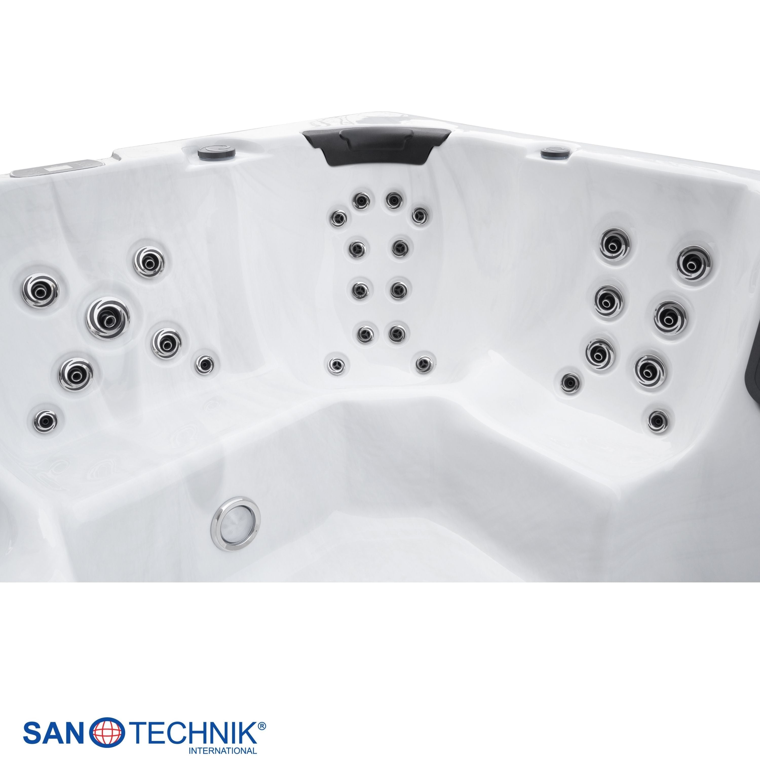 Sanotechnik - MENORCA  SWIMM WHIRLPOOL white marble inkl. Abdeckung und Stiege 450x228x131 cm