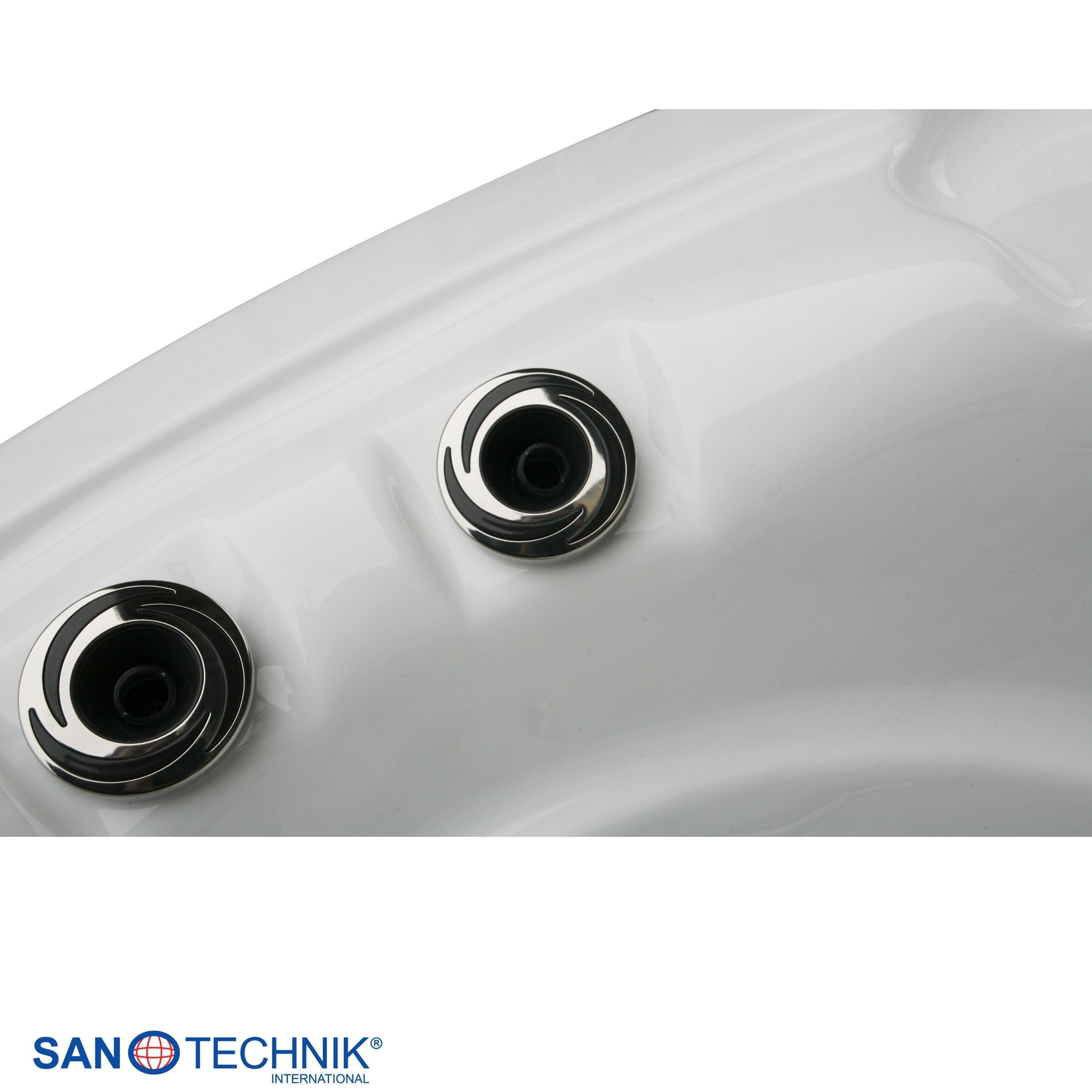 Sanotechnik - TAHITI OUTDOOR WHIRLPOOL white marble inkl. Abdeckung und Stiege 200x200x88 cm