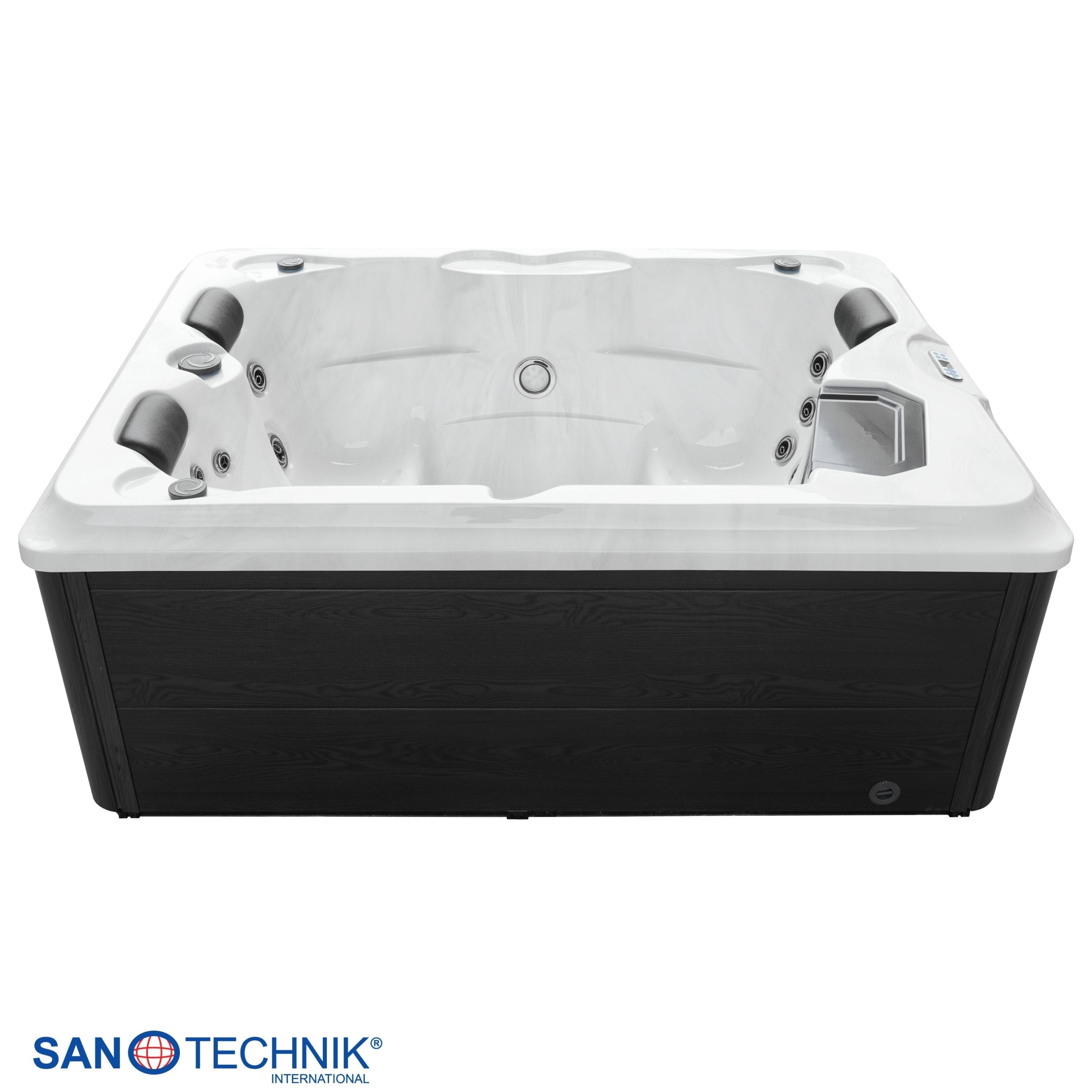 Sanotechnik - DIABLO OUTDOOR WHIRLPOOL white marble inkl. Abdeckung und Stiege 210x160x80 cm