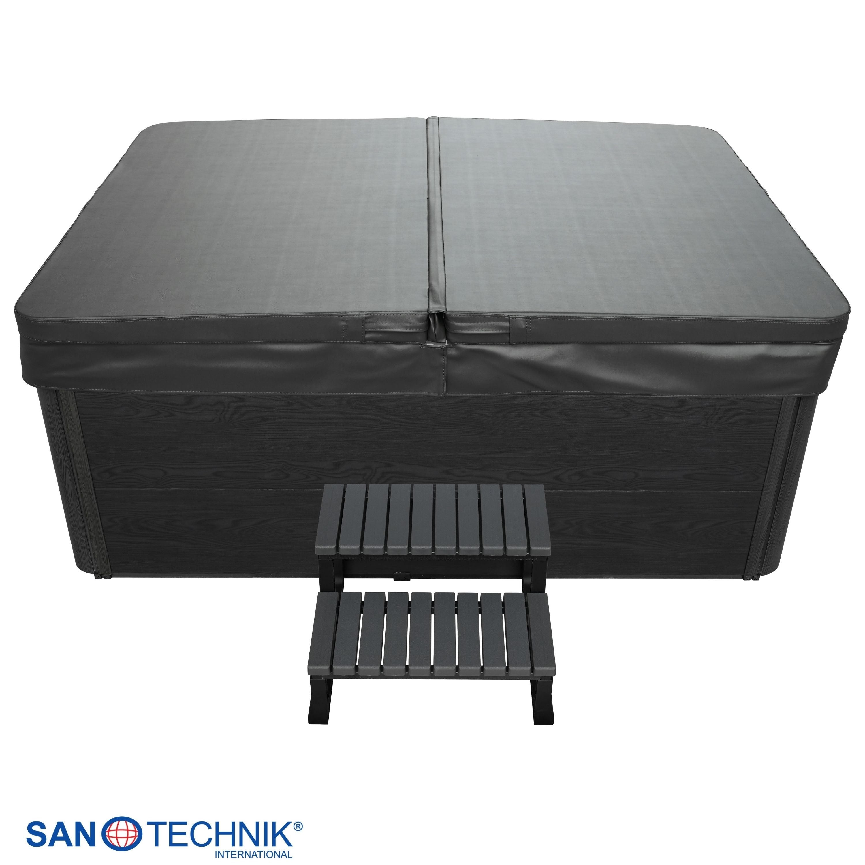 Sanotechnik - DIABLO OUTDOOR WHIRLPOOL white marble inkl. Abdeckung und Stiege 210x160x80 cm