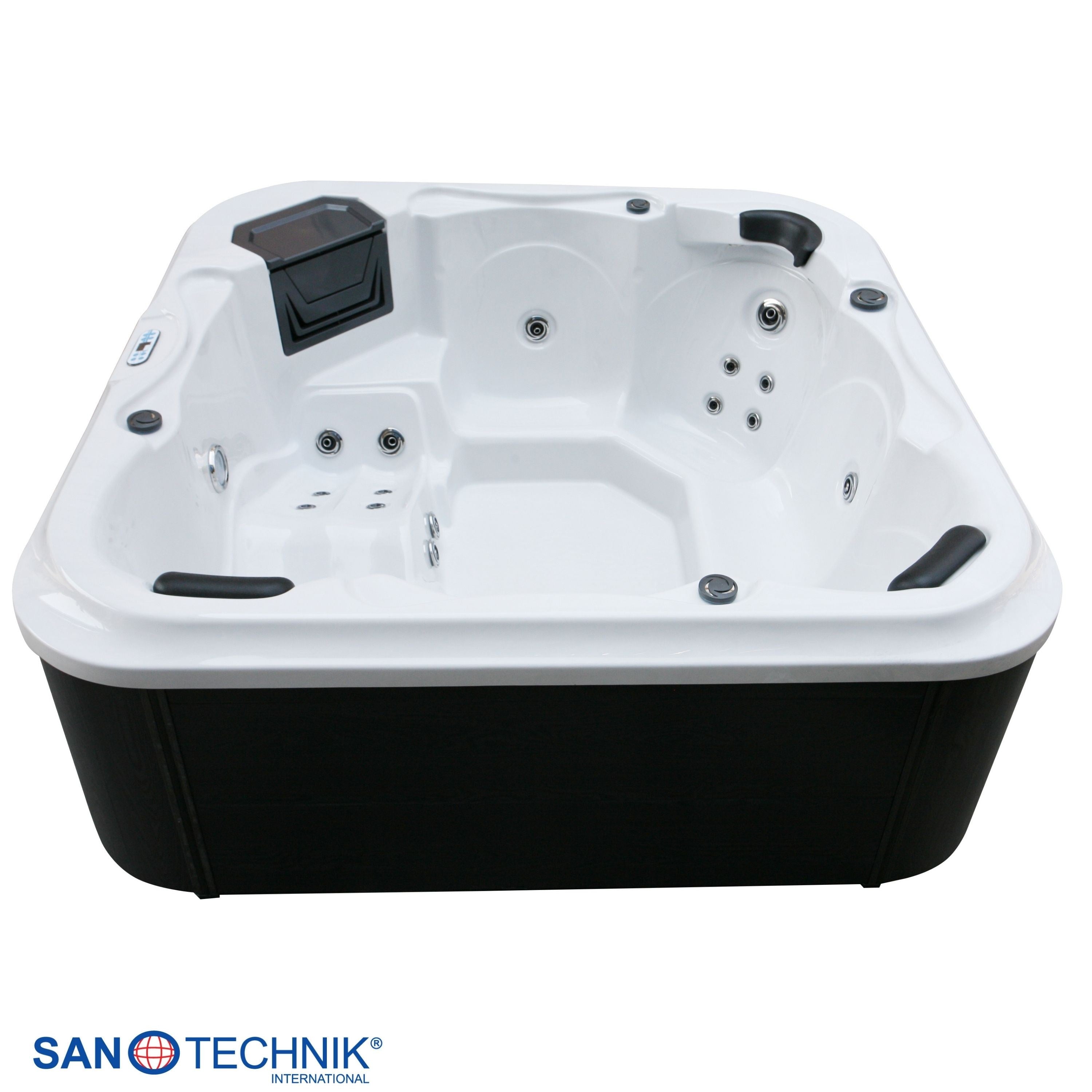 Sanotechnik - TIROL OUTDOOR WHIRLPOOL white marble inkl. Abdeckung und Stiege 210x210x80 cm