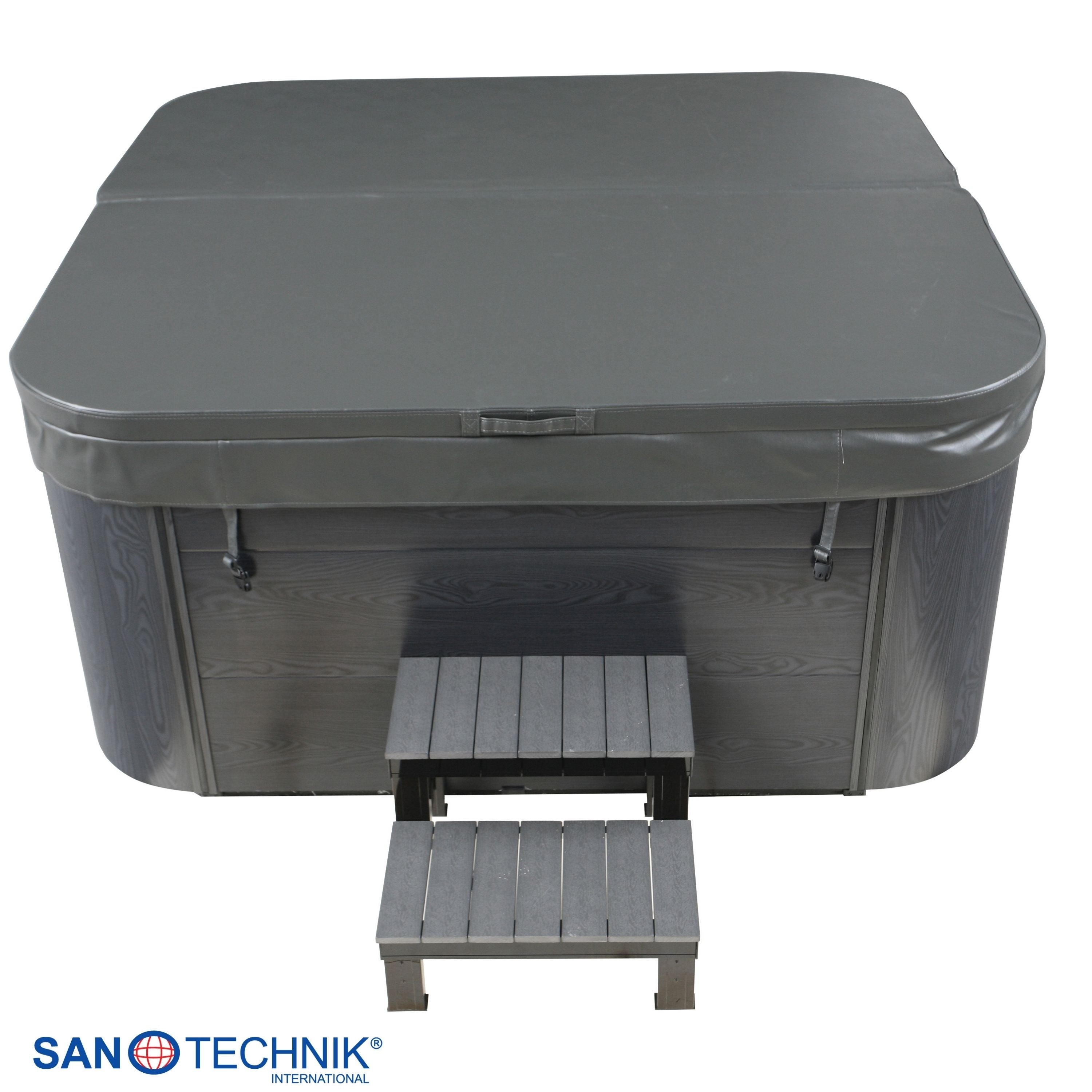 Sanotechnik - TIROL OUTDOOR WHIRLPOOL white marble inkl. Abdeckung und Stiege 210x210x80 cm