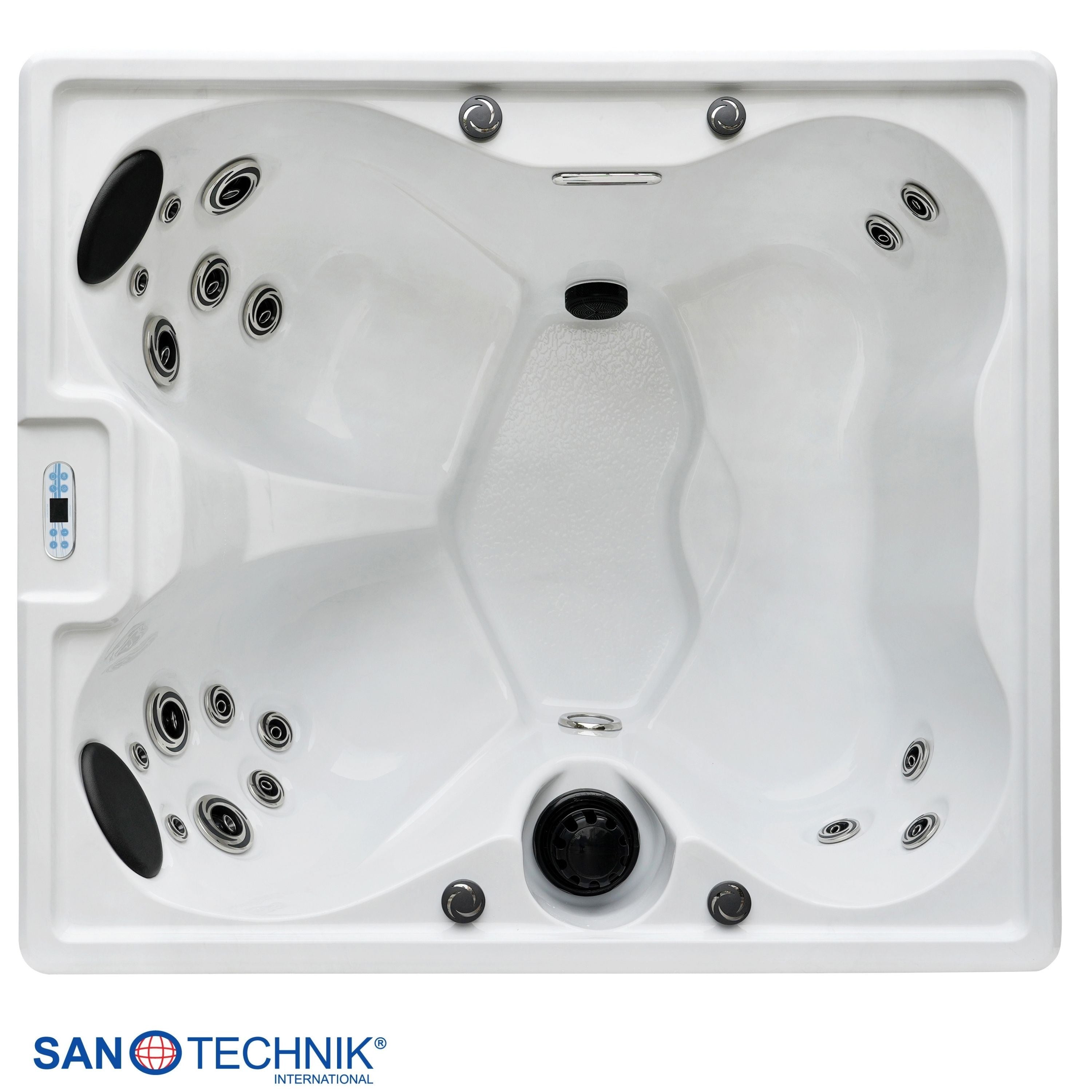 Sanotechnik - PALERMO OUTDOOR WHIRLPOOL white marble inkl. Abdeckung 180x160x76 cm