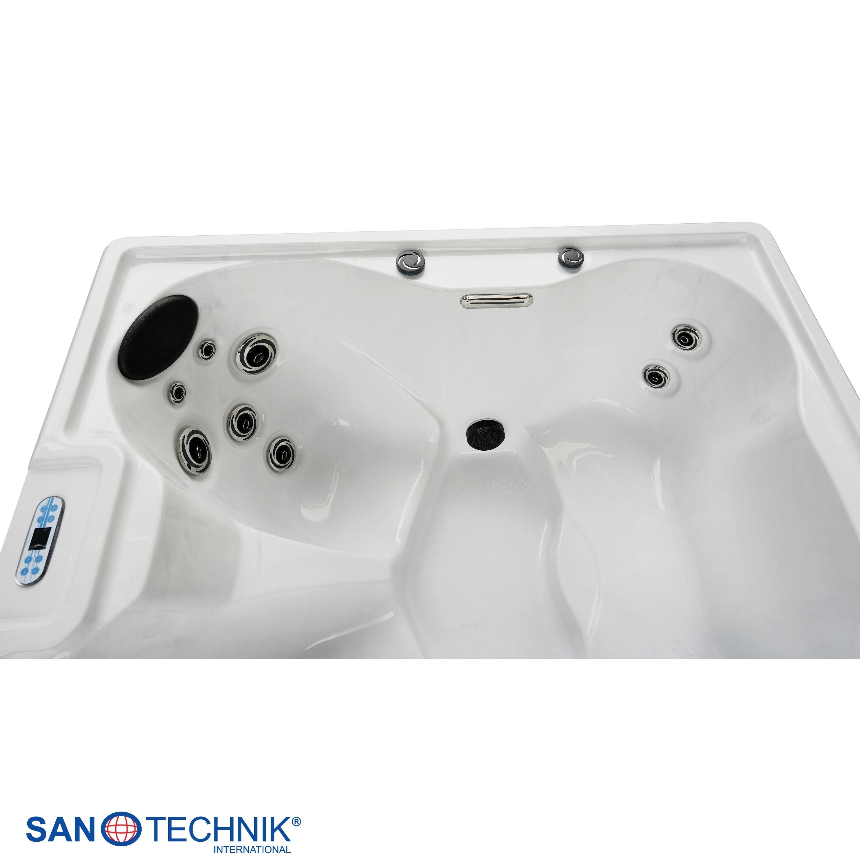 Sanotechnik - PALERMO OUTDOOR WHIRLPOOL white marble inkl. Abdeckung 180x160x76 cm