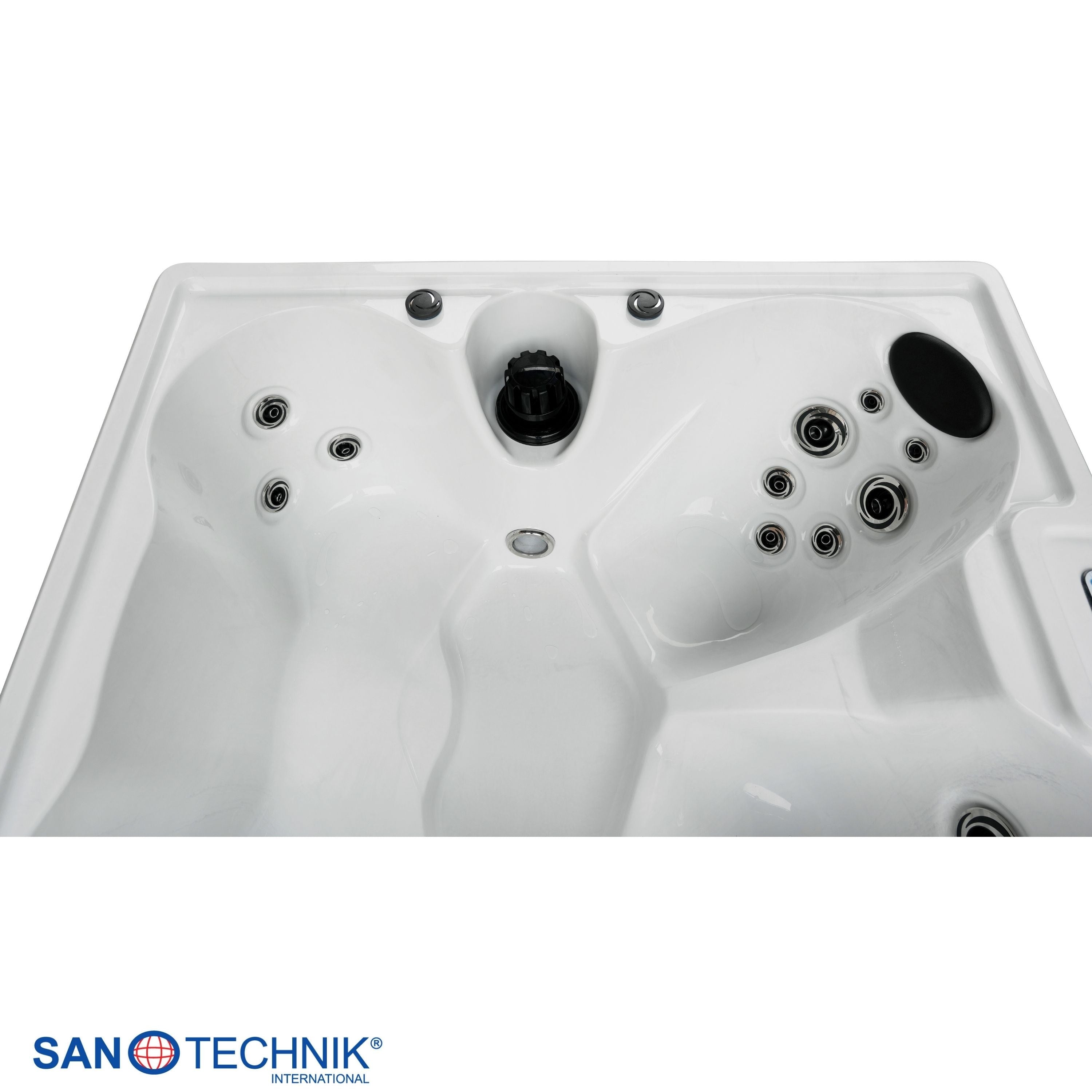 Sanotechnik - PALERMO OUTDOOR WHIRLPOOL white marble inkl. Abdeckung 180x160x76 cm