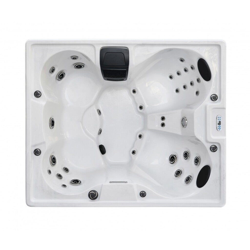 Sanotechnik - CATANIA OUTDOOR WHIRLPOOL white marble inkl. Abdeckung 210x180x82 cm