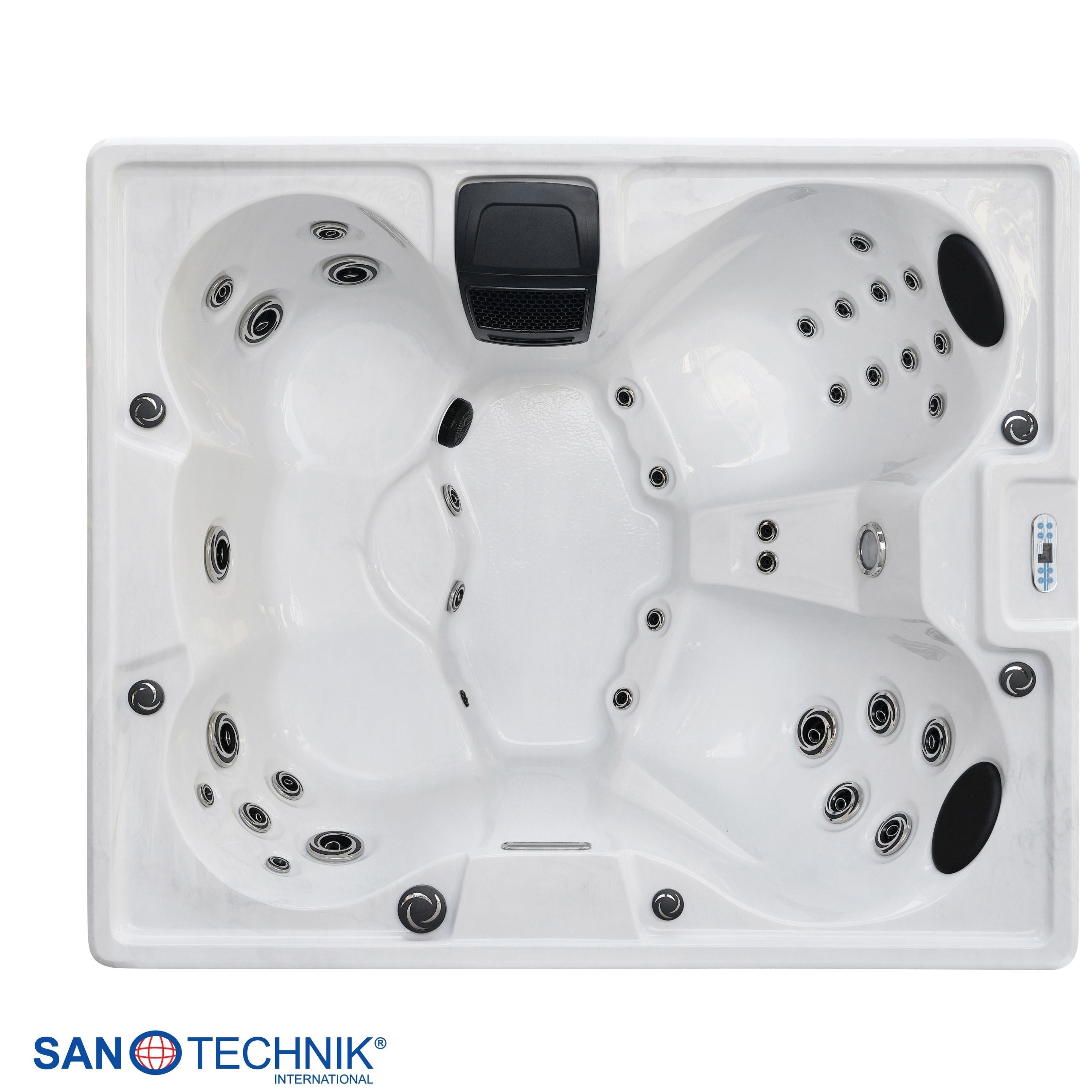 Sanotechnik - CATANIA OUTDOOR WHIRLPOOL white marble inkl. Abdeckung 210x180x82 cm