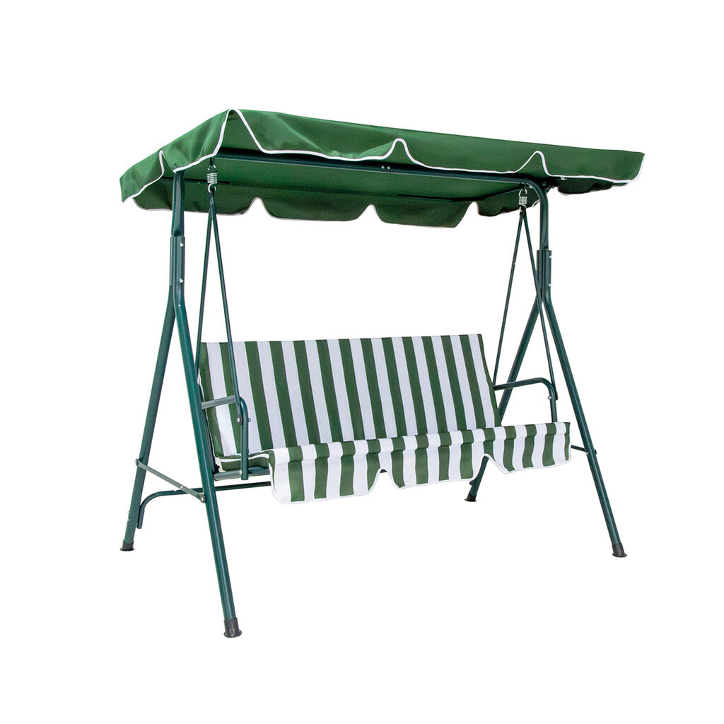 Sanotechnik - Hollywoodschaukel grün weiß gestreift 172x112x152 cm