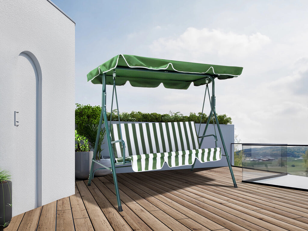 Sanotechnik - Hollywoodschaukel grün weiß gestreift 172x112x152 cm