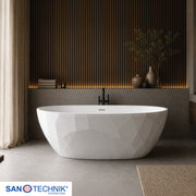 Sanotechnik - Freistehende Badewanne MONACO 170x75x58 cm WEISS MATT