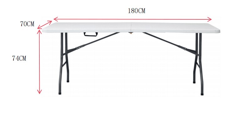 Sanotechnik - Klapptisch weiß 180x70x74 cm