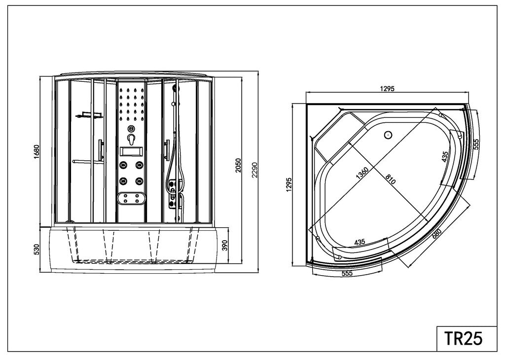Sanotechnik - Komplettdk CUBA 129,5 x 129,5 x 229 cm