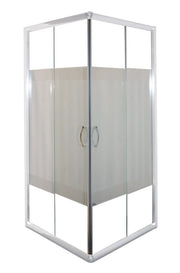 Sanotechnik - Eckdusche m.Streifengl weiss 89-90x89-90X180cm