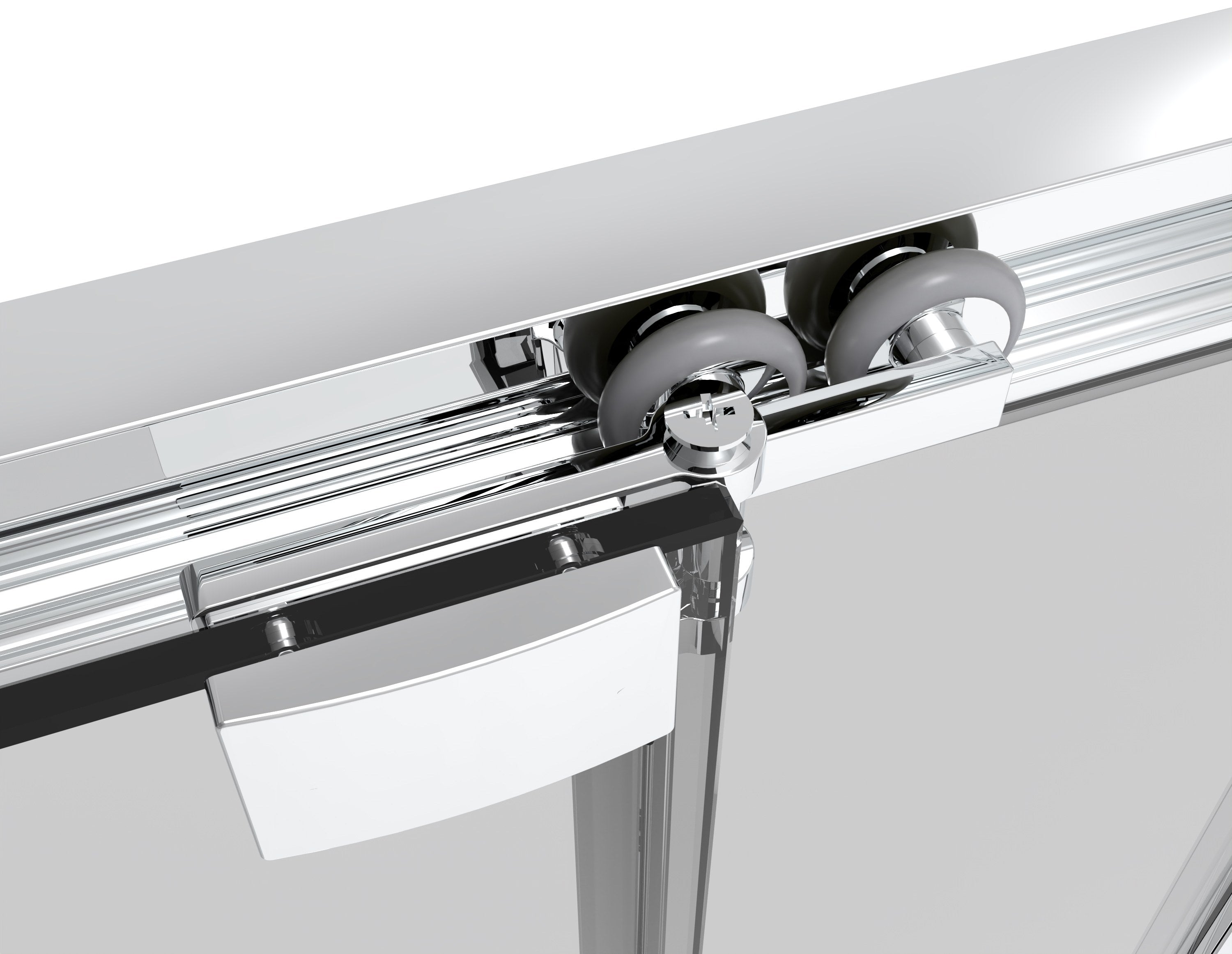 Sanotechnik - Eck-Duschkabine m Drehschiebetür chrom 100x200 6mm ESG Easy-Clean/Easy-Mounting