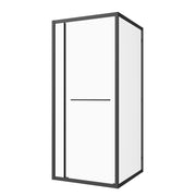 Sanotechnik - Eck-Duschkabine m Drehschiebetür schwarz 80x200 6mm ESG Easy-Clean/Easy-Mounting