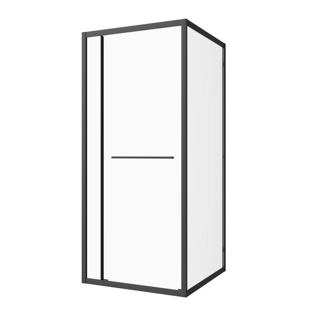Sanotechnik - Eck-Duschkabine m Drehschiebetür schwarz 100x200 6mm ESG Easy-Clean/Easy-Mounting