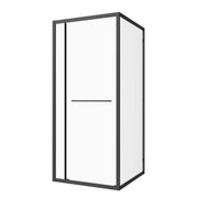 Sanotechnik - Eck-Duschkabine m Drehschiebetür schwarz 100x200 6mm ESG Easy-Clean/Easy-Mounting