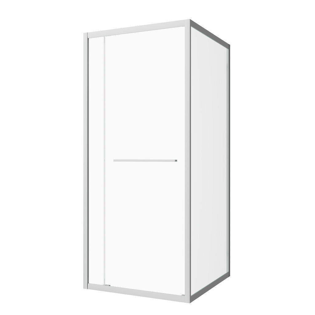 Sanotechnik - Eck-Duschkabine m Drehschiebetür chrom 100x200 6mm ESG Easy-Clean/Easy-Mounting