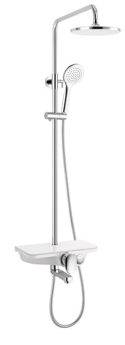 Sanotechnik - Überkopfbrausestangen Set weiß mit Wanneneinlauf