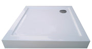 Sanotechnik - Eck-Brausetasse 80x80x12cm m.fixer Sch. weiß