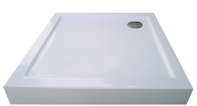 Sanotechnik - Eck-Brausetasse 80x80x12cm m.fixer Sch. weiß