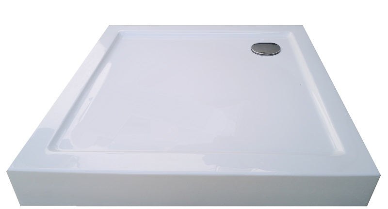 Sanotechnik - Eck-Brausetasse 80x80x12cm m.fixer Sch. weiß