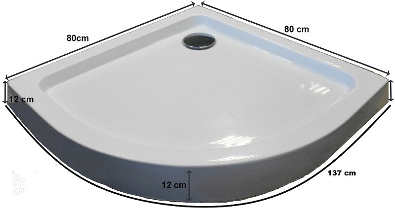Sanotechnik - Rund-Brausetasse m.fixer Sch.90x90x12cm weiß
