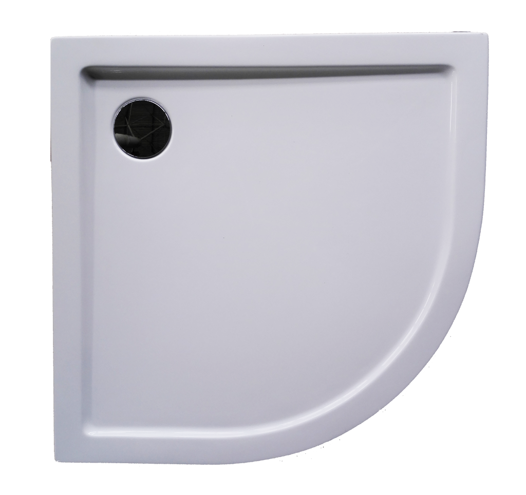 Sanotechnik - Rund-Brausetasse BORA 90x90x14cm m.abn.Schürze weiß