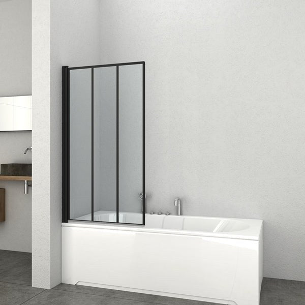 Sanotechnik - Wannenklappwand schwarz 80x140cm 4mm Glas