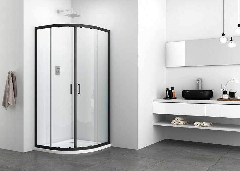 Sanotechnik - Rundduschk. mit 2 Schiebetüren schwarz 78-80x78-80x195cm
