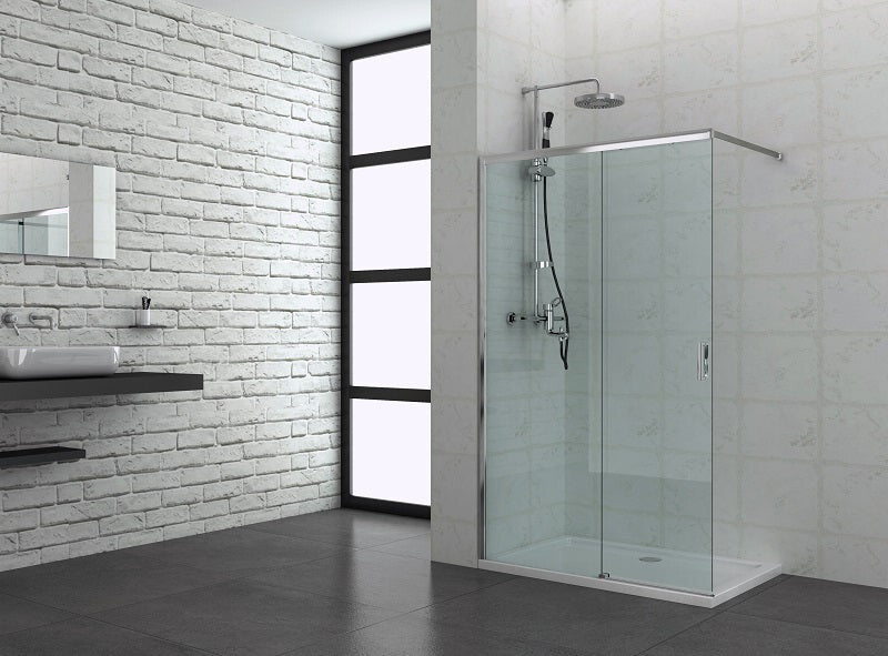 Sanotechnik - Duschabtrennung 118-120x195cm mit Schiebet./Teleskophalterung chrom