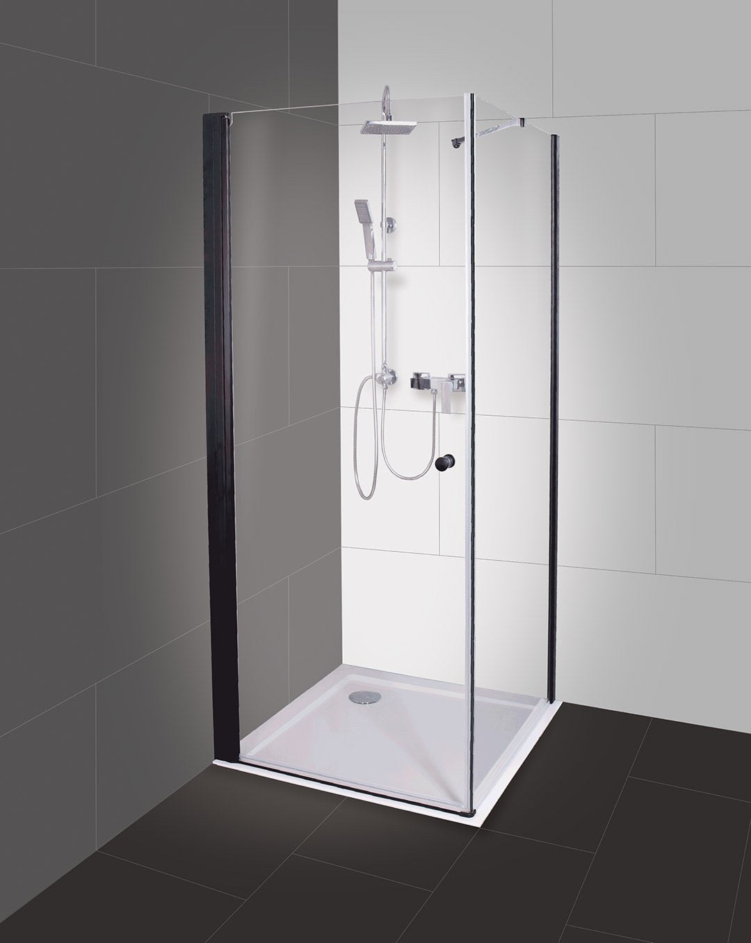 Sanotechnik - Glasfixteil schwarz matt 85-87x195cm