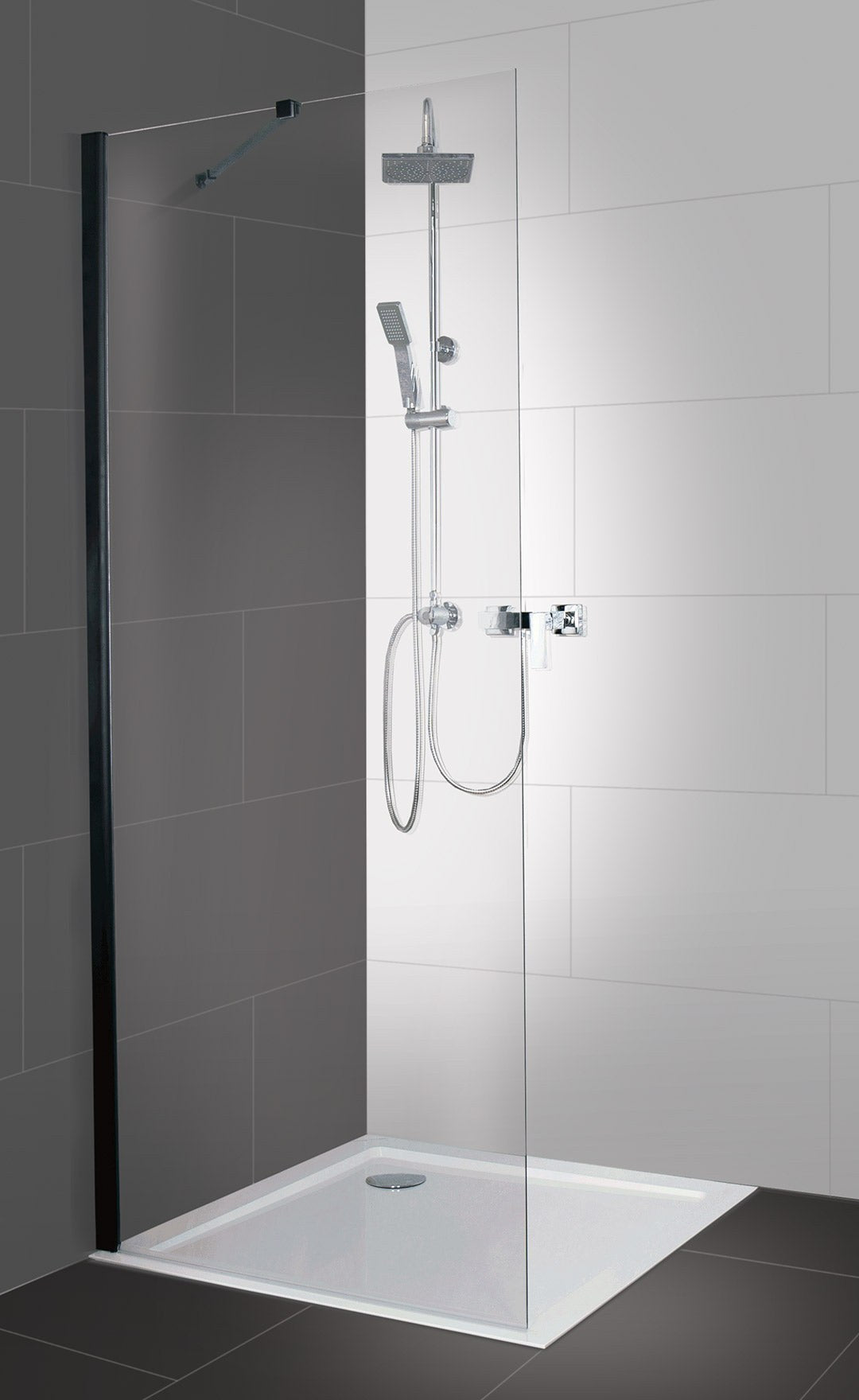 Sanotechnik - Glasfixteil schwarz matt 65-67x195cm