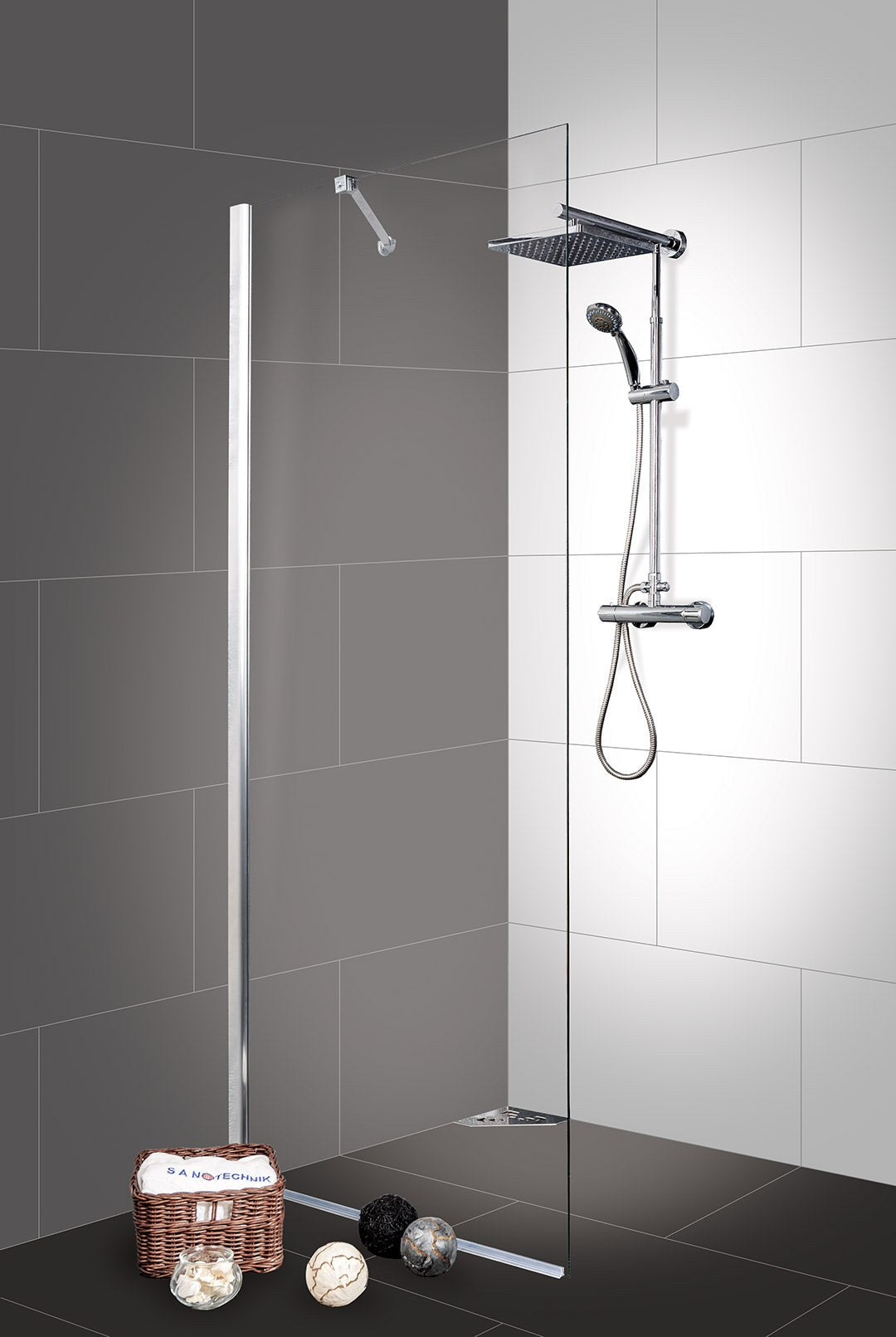 Sanotechnik - Glasfixteil f.DK,chr.75-77x195cm (D1180)