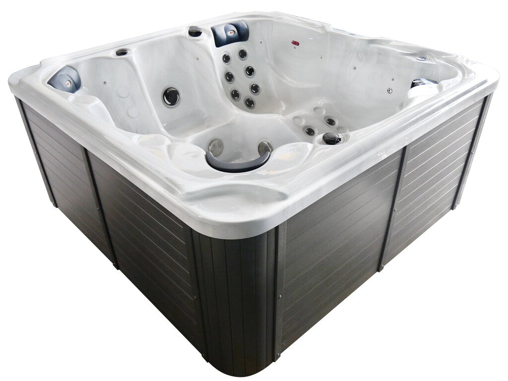 Sanotechnik - OASIS MAXI OUTDOOR WHIRLPOOL white marble inkl. Abdeckung und Stiege 210x210x95 cm