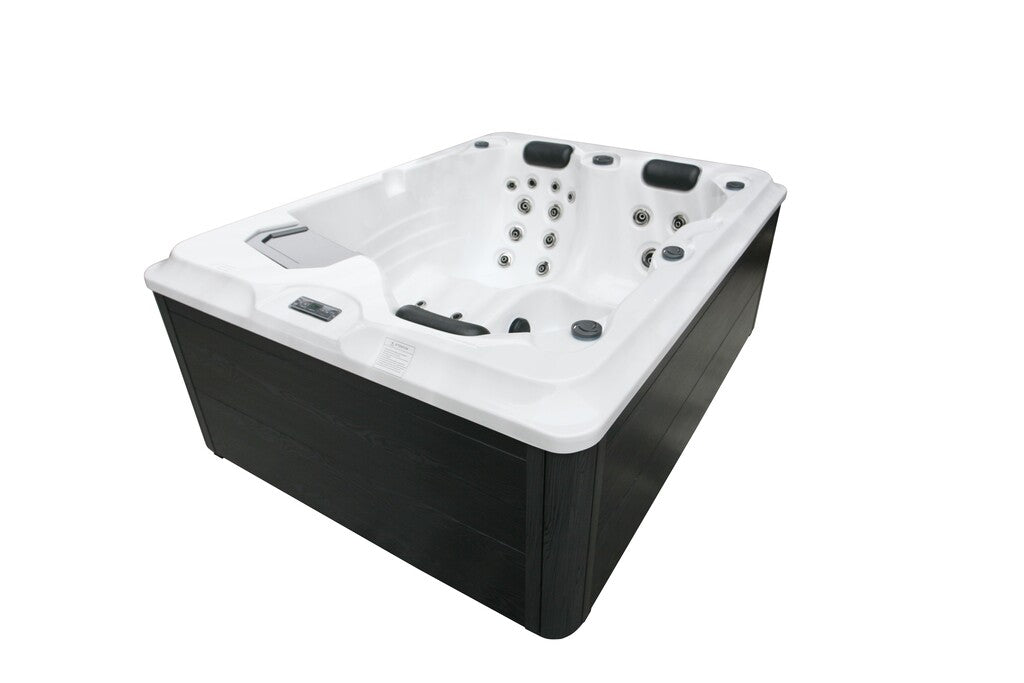 Sanotechnik - FIJI OUTDOOR WHIRLPOOL white marble inkl. Abdeckung und Stiege 210x160x80 cm