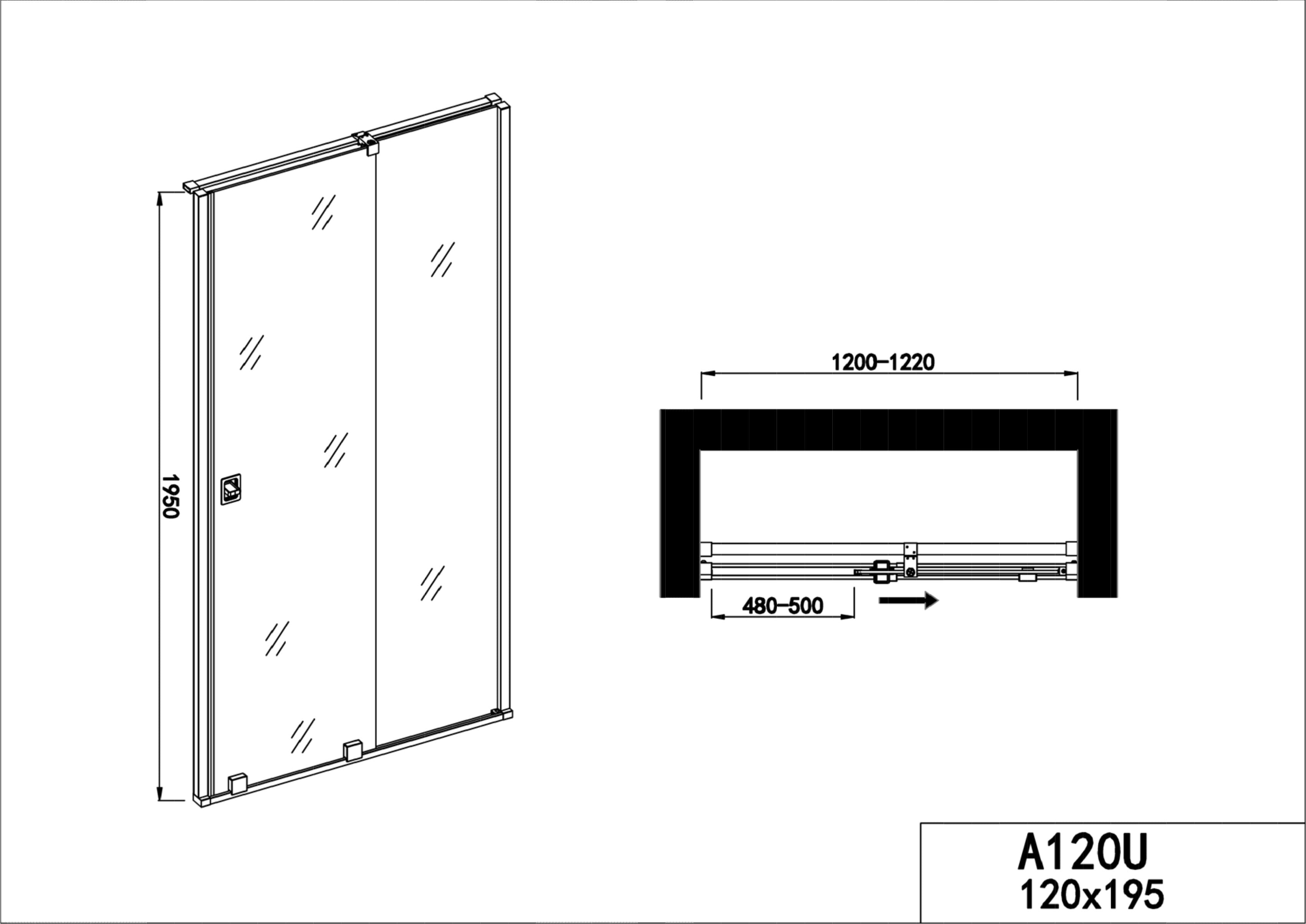 Sanotechnik ELITE CHROM Schiebetüre mit Fixglas Sanotechnik