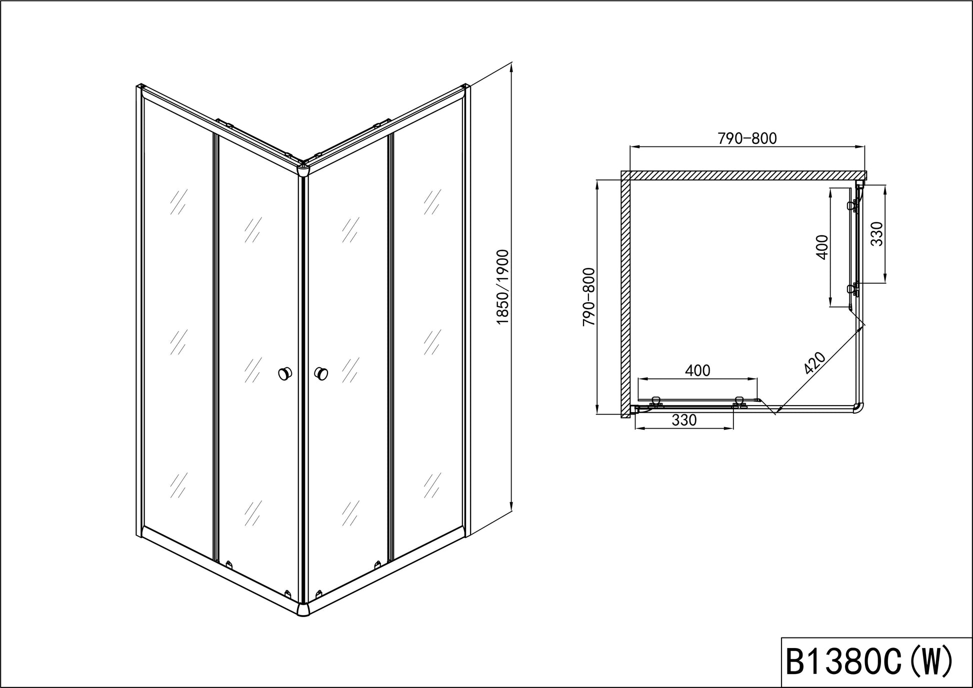 Sanotechnik B13 Eckduschkabine, Chrom Sanotechnik