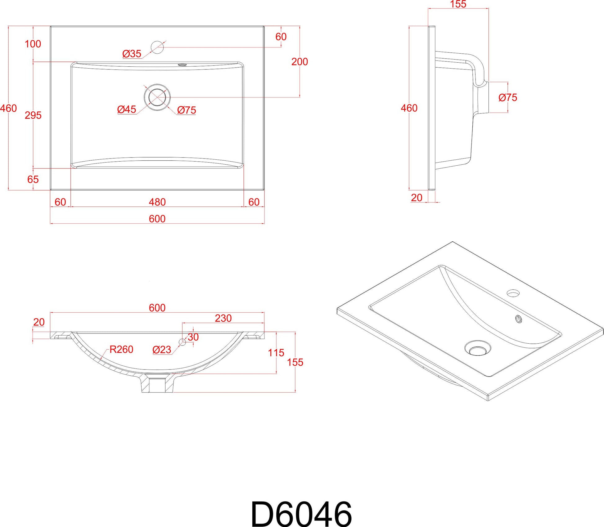 Sanotechnik Auflagewaschtisch aus Kunstmarmor Sanotechnik