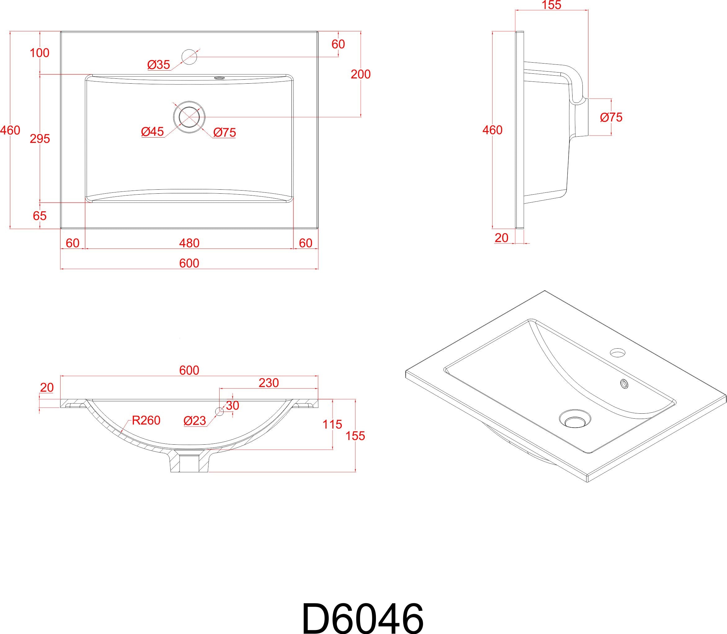 Sanotechnik Auflagewaschtisch aus Kunstmarmor Sanotechnik