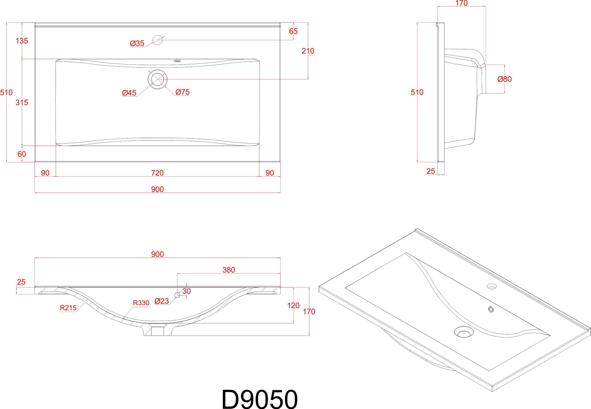 Sanotechnik Auflagewaschtisch aus Kunstmarmor Sanotechnik