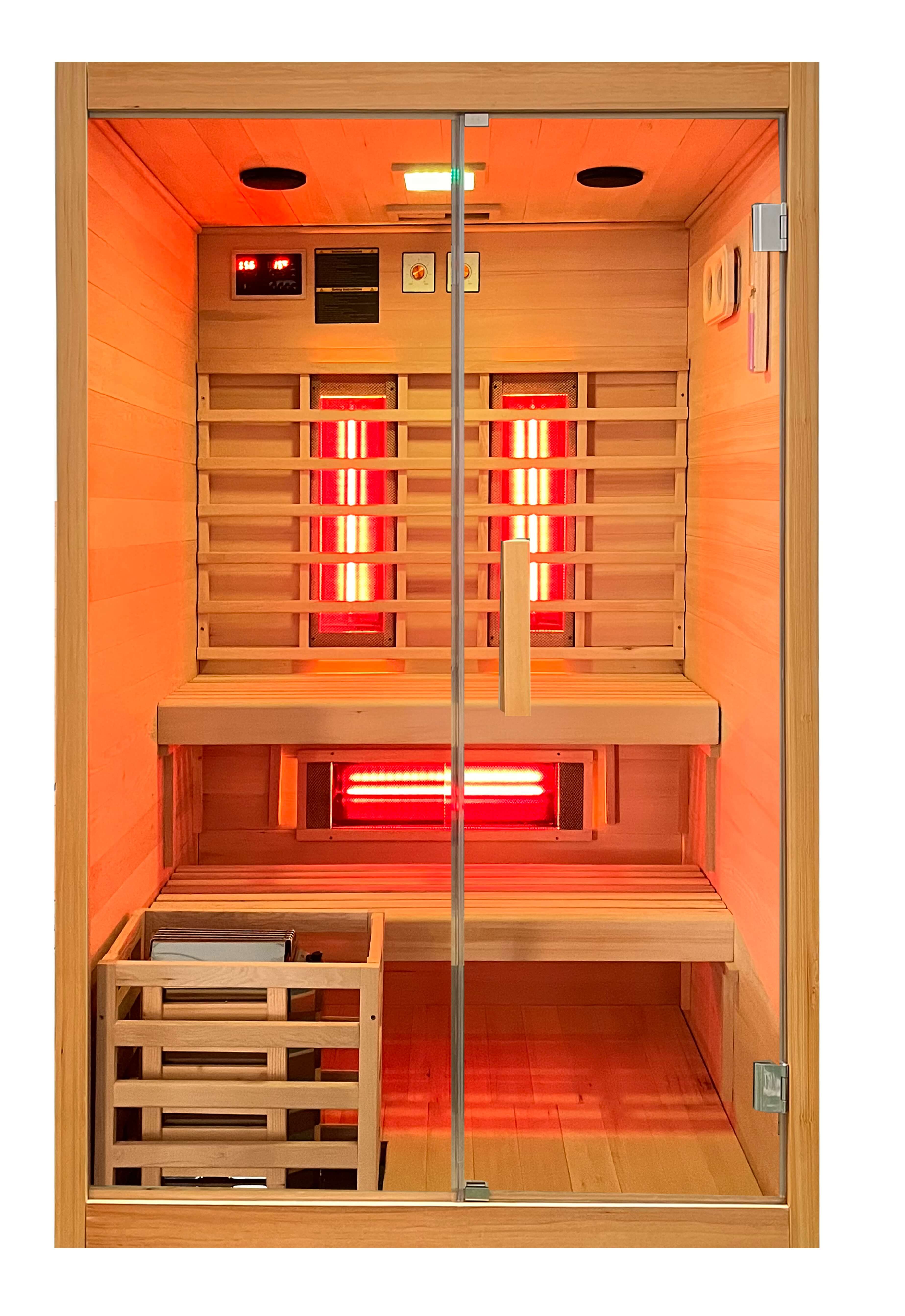 Infrarotkabine & Sauna TWINCOMBI - Frontansicht - Licht: Orange