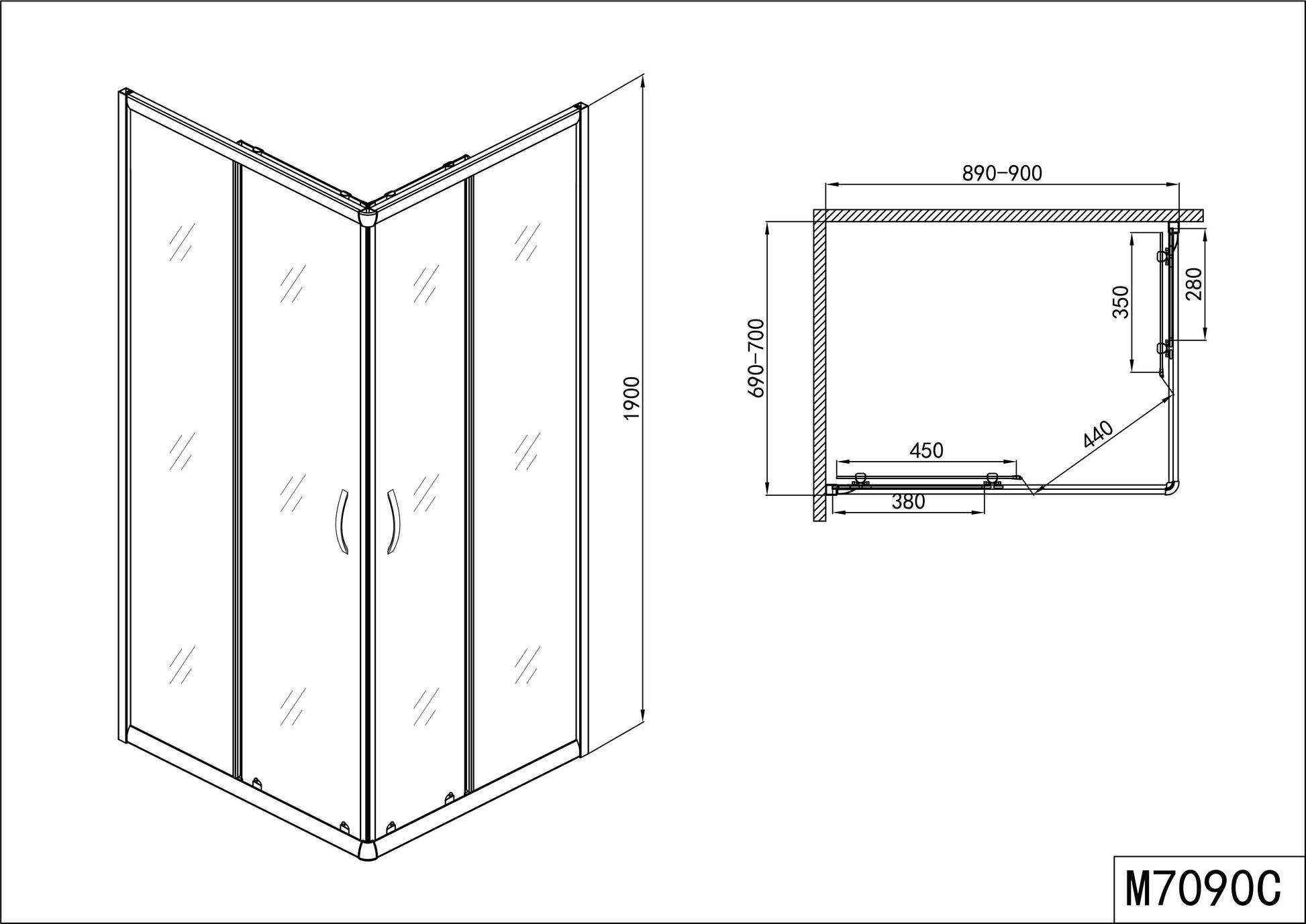 Sanotechnik M7090C Eckduschkabine mit Mattglas Sanotechnik