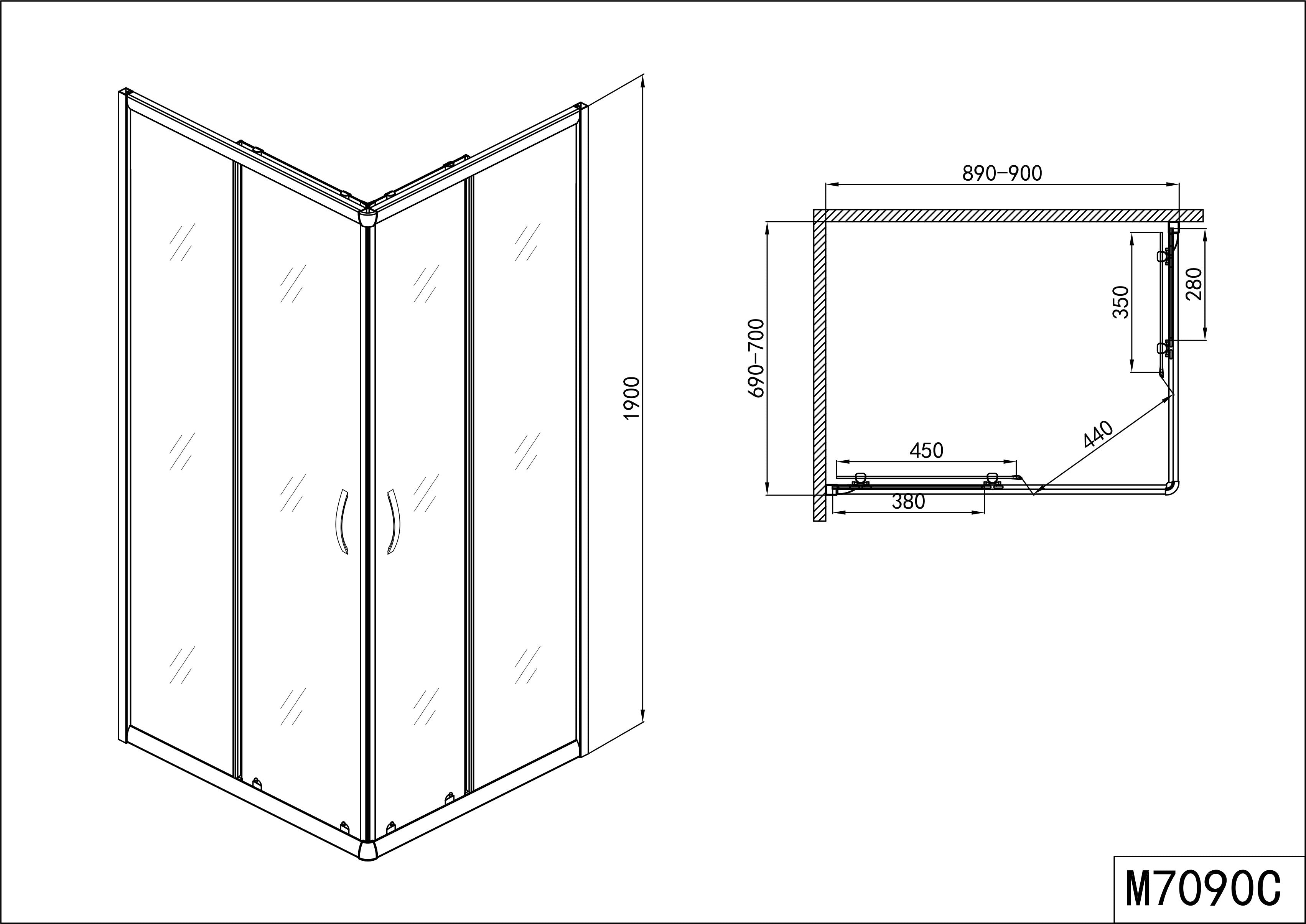 Sanotechnik M7090C Eckduschkabine mit Mattglas Sanotechnik