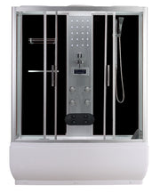 Sanotechnik NEVADA Komplettduschkabine mit tiefer Brausetasse, Touchscreen, verschiedene Massagedüsen, Handbrause, Regendusche, Deckenbeleuchtung, Radio und Ventilator. Ablageflächen, Handtuchhalter und Sicherheitsglas.